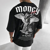 Money Angel Print Hip-Hop Oversized T-Shirt