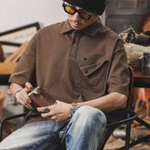 Men’s Comfortable Polo Shirt: Summer Y2K Style with Pocket Detail