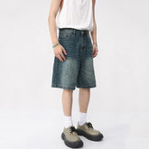 Men’s Retro Denim Shorts: Knee Length Casual Style for Summer!