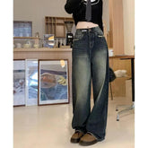 Vibrant Vibes: Women’s High Waist Loose Wide Leg Retro Denim Trousers