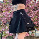 Trendy Black High Waist Skirt for Women – Sexy Mini Punk Look!