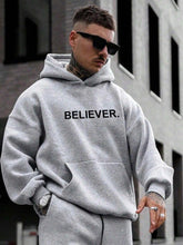 Men's Sporty Oversized Hoodies: Casual Believer Print for Autumn!