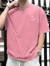 Smiley Face Print Casual Round Neck Short Sleeve T-Shirt