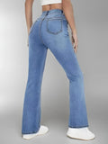 Women’s Slimming Washed Jeans – High Waist Casual Denim Trousers