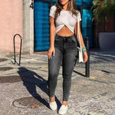 Streetwear Style: Women’s Distressed Ankle Length Pencil Jeans