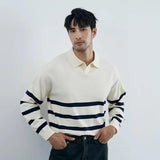 Men’s Autumn Stripe Sweater: Y2K Loose Knit Casual Jumper Style