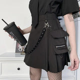 Trendy Black High Waist Skirt for Women – Sexy Mini Punk Look!