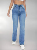 Women’s Slimming Washed Jeans – High Waist Casual Denim Trousers