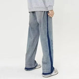 Men’s Blue Baggy Jeans: Gothic Letter Print for Y2K Street Vibes