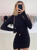 Autumn Vibes: Women’s Sexy Turtleneck Bodycon Ruched Dress