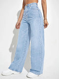 2025 Women's High Waist Loose Denim Wide Leg Pants – All-Match Style