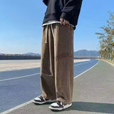 Men’s Retro Letter Print Corduroy Pants: Autumn's Street Smart Style