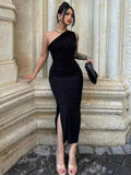 Dare to Dazzle: Black Slim Maxi Dress for Women’s Casual Chic