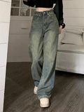 Washed Denim Baggy Jeans for Women – Chic Grunge Streetwear Vibe!