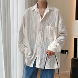 Vacation-Ready Men’s Shirt: Apricot Mesh Casual Long Sleeves