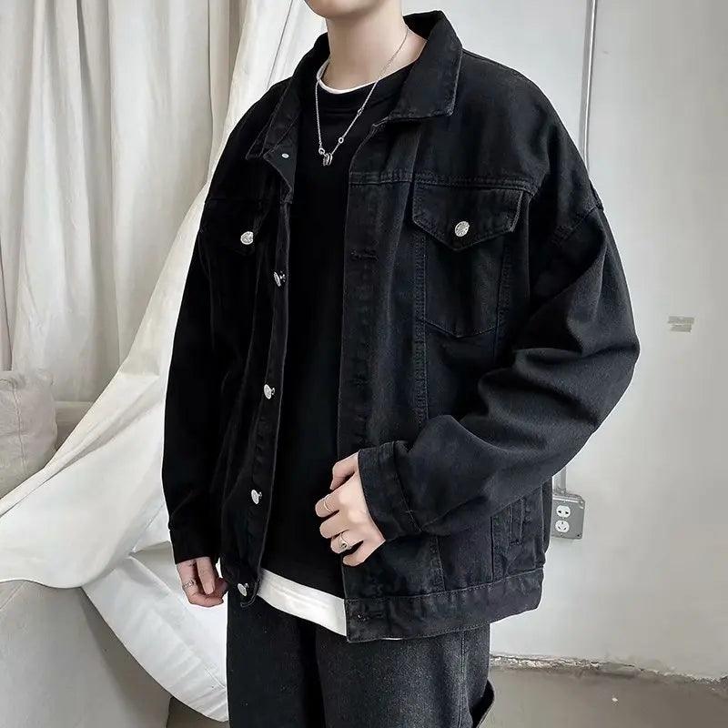 Casual Bomber Jackets for Men: Black Denim with Pockets for Style