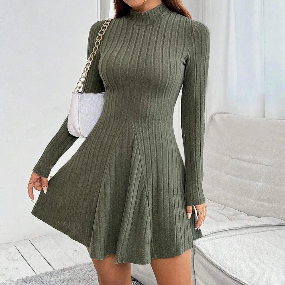 Trendy Autumn Vibes: Women’s High Waisted A-Line Dress Bliss