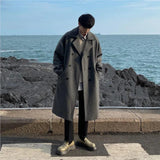 2025 Men’s Woolen Dust Coat: Stylish Long Double Breasted Outerwear