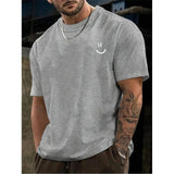 Smiley Face Print Casual Round Neck Short Sleeve T-Shirt