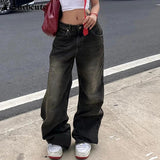 Women’s Goth Low Waist Jeans – Punk Baggy Style for Trendsetters!