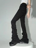 Goth Grunge Black Flare Jeans for Women – Chic Ruched Design!