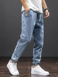 Ready for Action: Men’s Black Blue Cargo Jeans for Spring Wear