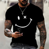 Brighten Your Style: Men’s Smiley Print Cotton Short Sleeve Tee