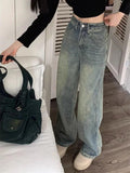 Washed Denim Baggy Jeans for Women – Chic Grunge Streetwear Vibe!