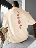 Loose Fit Rose Pattern Cotton T-Shirt