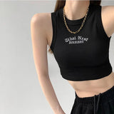 Versatile Women’s Ribbed Tank: Cute Embroidered Summer Crop Top