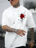 Men's Streetwear Rose Tee: Short Sleeve Cotton Top for Every Day