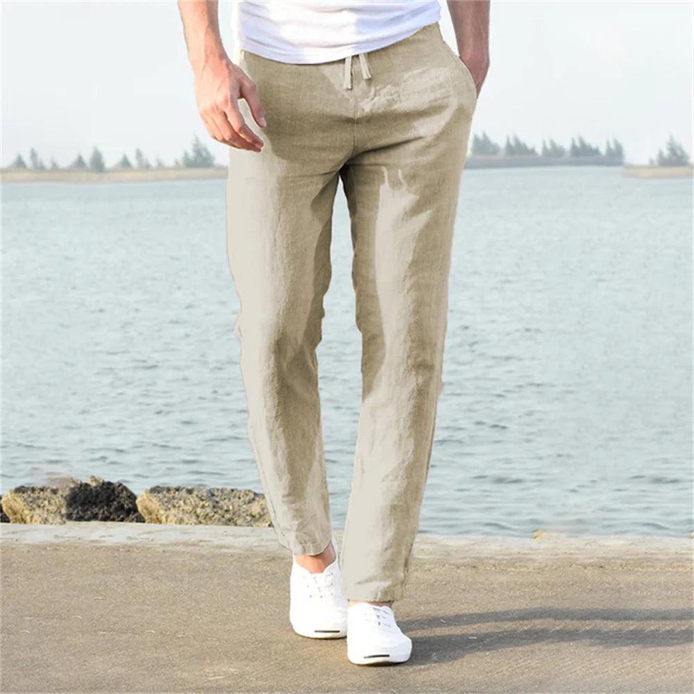 Rough Sophistication: Men's Breathable Linen Pants