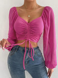Charming Ladies T-Shirt: Casual V-Neck Crop Top for Hot Days Out
