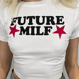 Sassy Women’s FUTURE MILF Star Crop Top: Sexy Y2K Summer Tee