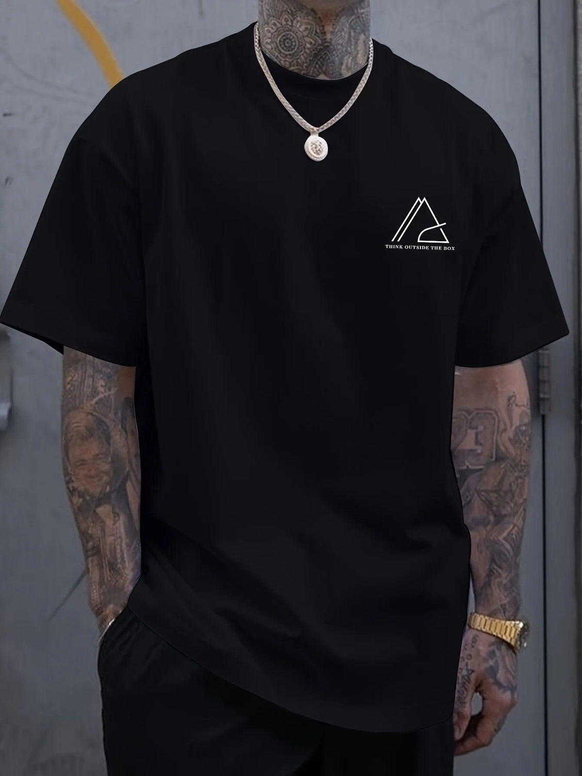 Geometric Graphic Print Crew Neck Short Sleeve T-Shirt