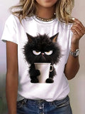 Women’s Grumpy Cat Print T-Shirt: Casual Cool for Spring & Summer!