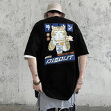 Men's Fashion Tee with Harajuku Cat: Summer Street Style