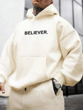 Men's Sporty Oversized Hoodies: Casual Believer Print for Autumn!