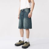 Men’s Retro Denim Shorts: Knee Length Casual Style for Summer!