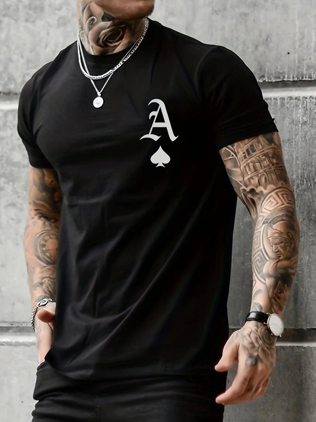 Rugged Sophistication: Men’s Casual Loose Fit A Letter T-Shirt
