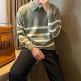 Men’s Autumn Stripe Sweater: Y2K Loose Knit Casual Jumper Style
