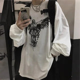 Hip-Hop Vibes: Men’s Long Sleeve Baggy Gothic Print T-shirt