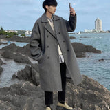 2025 Men’s Woolen Dust Coat: Stylish Long Double Breasted Outerwear