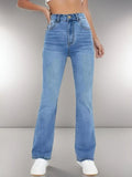 Women’s Slimming Washed Jeans – High Waist Casual Denim Trousers