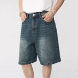 Men’s Retro Denim Shorts: Knee Length Casual Style for Summer!