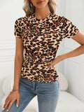 Bold Women’s Leopard Print Tee: Casual Short Sleeve Top