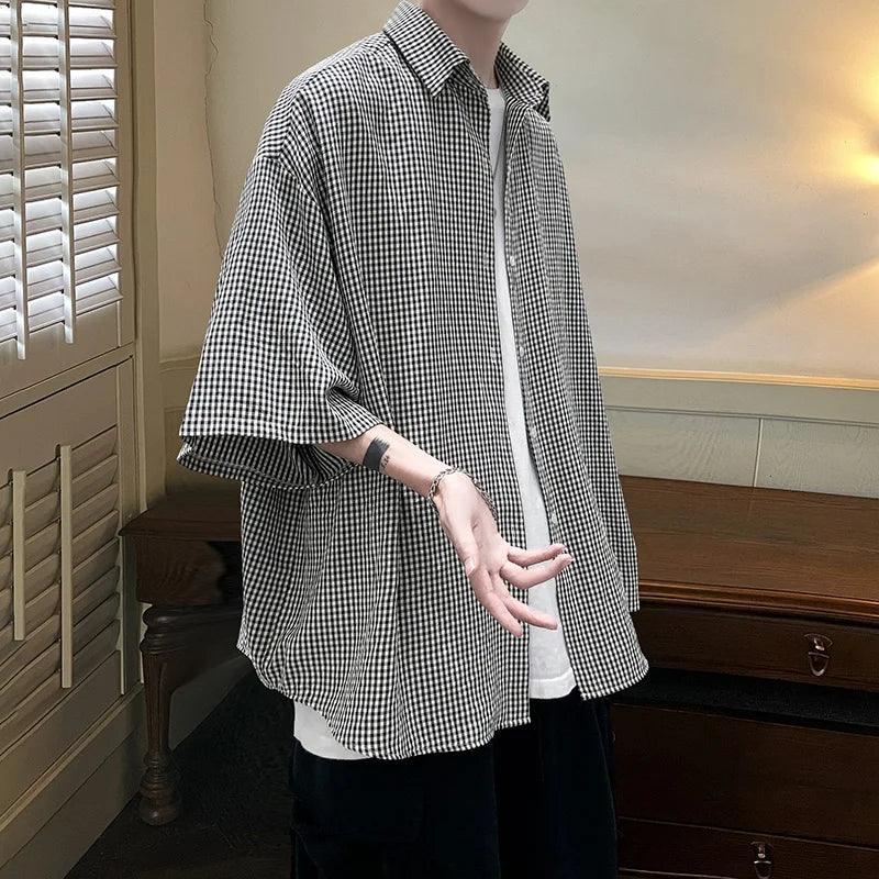 Hip Hop Men’s Casual Shirt: High Quality Plaid Design for Summer