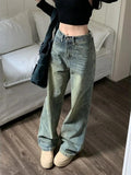 Washed Denim Baggy Jeans for Women – Chic Grunge Streetwear Vibe!
