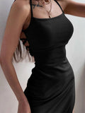 Unleash Glamour: Women's Sleeveless Black Long Bodycon Dress!
