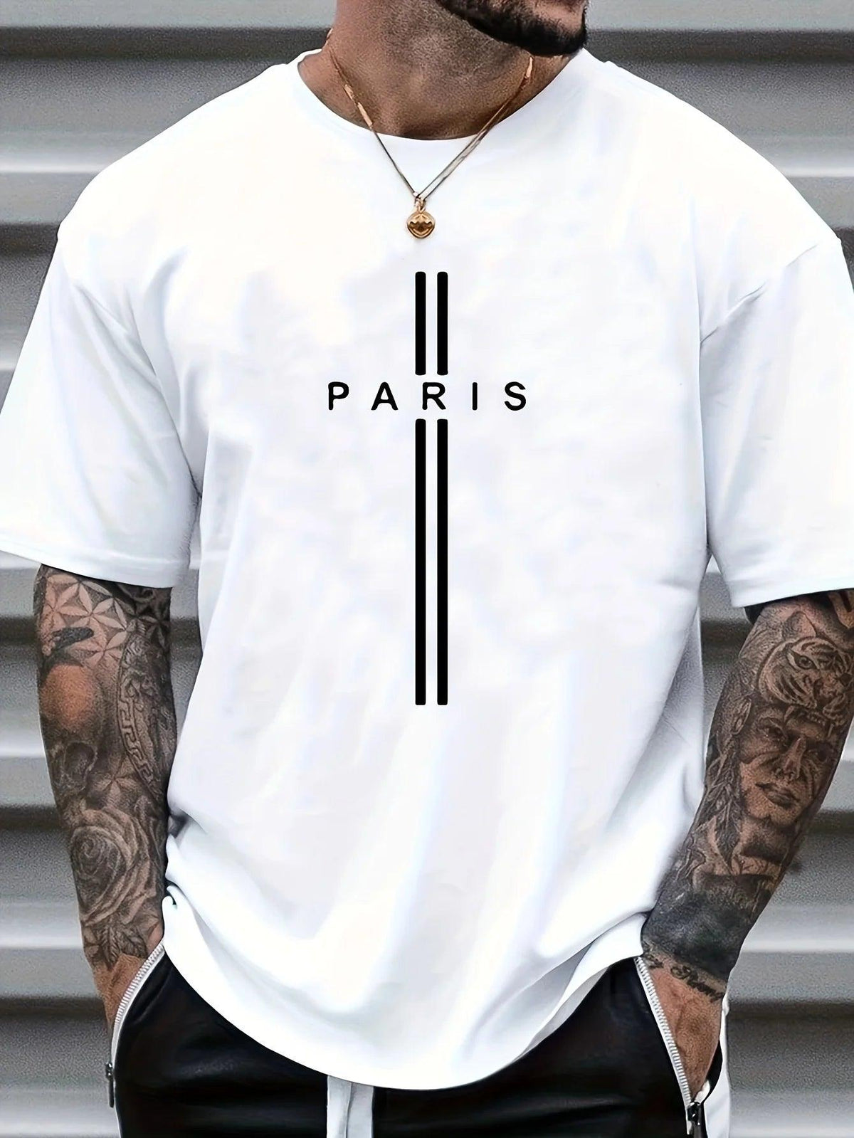 Oversized Paris Letter Print Cotton T-Shirt